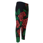 Red Roses Tattoo Print Men's Compression Pants