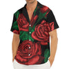 Red Roses Tattoo Print Men's Deep V-Neck Shirt