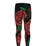 Red Roses Tattoo Print Men's leggings