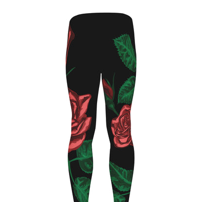Red Roses Tattoo Print Men's leggings