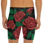 Red Roses Tattoo Print Men's Long Boxer Briefs