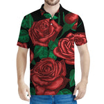 Red Roses Tattoo Print Men's Polo Shirt