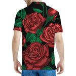 Red Roses Tattoo Print Men's Polo Shirt