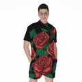 Red Roses Tattoo Print Men's Romper