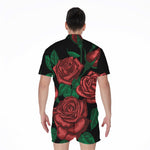 Red Roses Tattoo Print Men's Rompers