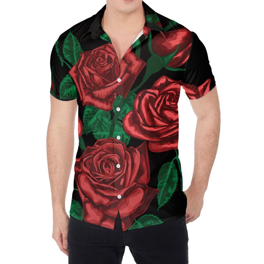 Red Roses Tattoo Print Men's Shirt