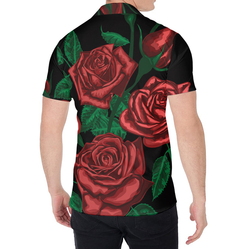 Red Roses Tattoo Print Men's Shirt