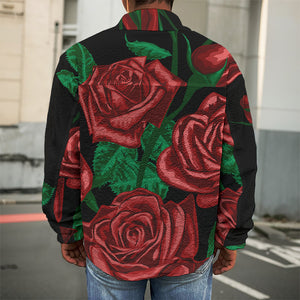 Red Roses Tattoo Print Men's Shirt Jacket