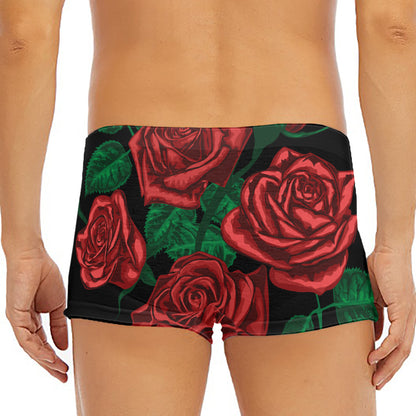 Red Roses Tattoo Print Men's Short Boxer Briefs
