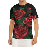 Red Roses Tattoo Print Men's Short Sleeve Rash Guard