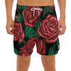 Red Roses Tattoo Print Men's Split Running Shorts