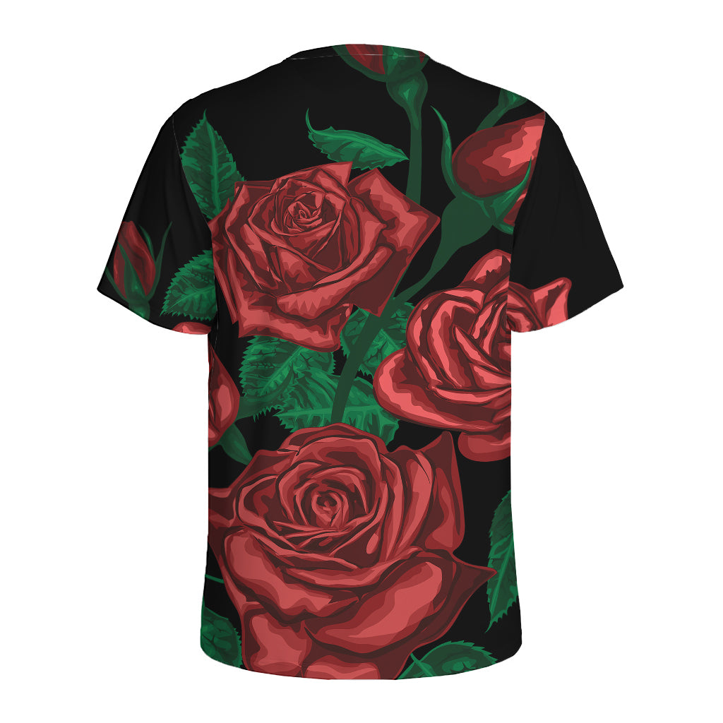 Red Roses Tattoo Print Men's Sports T-Shirt