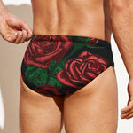 Red Roses Tattoo Print Men's Swim Briefs