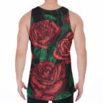 Red Roses Tattoo Print Men's Velvet Tank Top