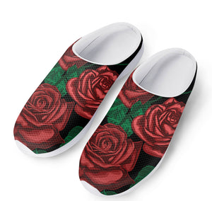 Red Roses Tattoo Print Mesh Casual Shoes