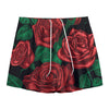 Red Roses Tattoo Print Mesh Shorts