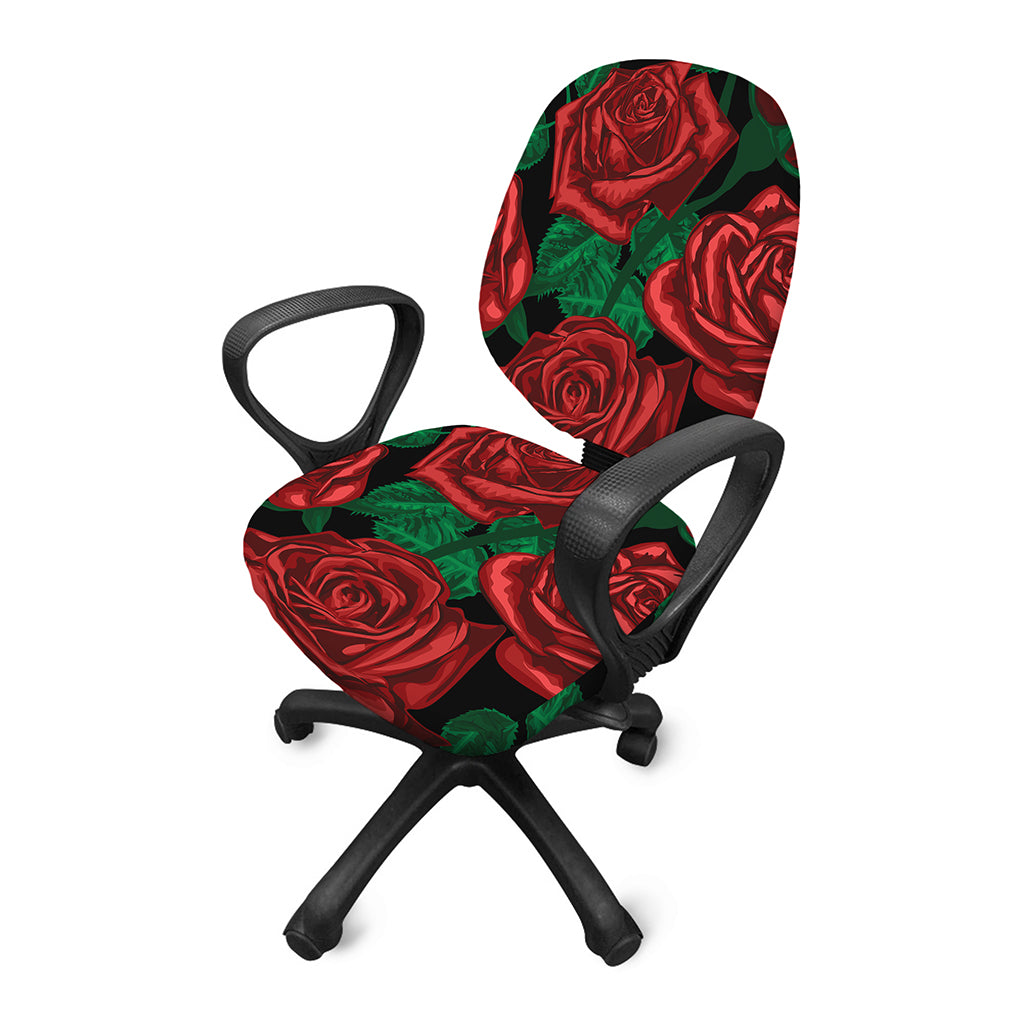 Red Roses Tattoo Print Office Chair Cover