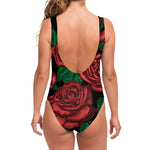 Red Roses Tattoo Print One Piece Swimsuit