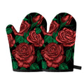 Red Roses Tattoo Print Oven Mitts