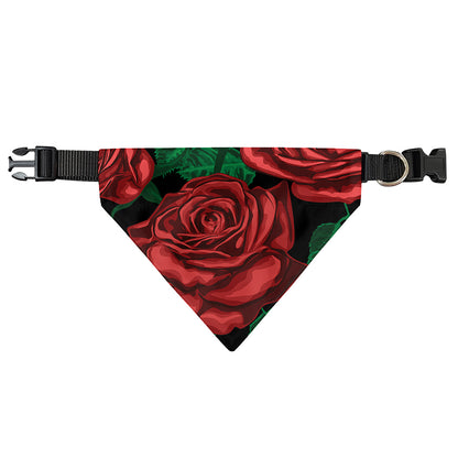 Red Roses Tattoo Print Over The Collar Dog Bandana
