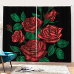Red Roses Tattoo Print Pencil Pleat Curtains