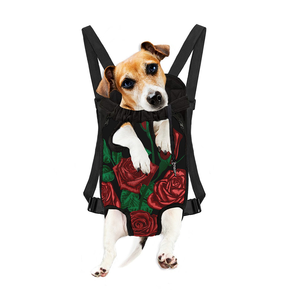Red Roses Tattoo Print Pet Carrier Backpack