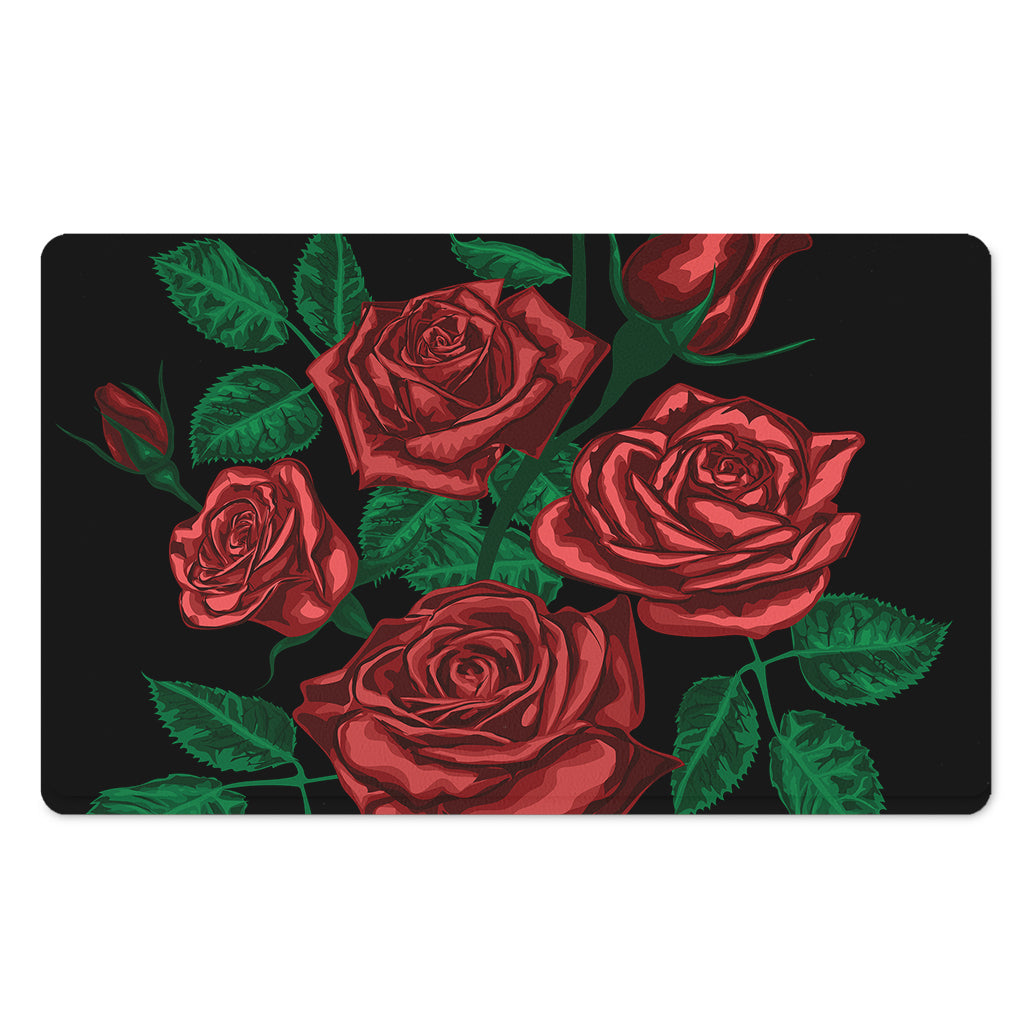 Red Roses Tattoo Print Polyester Doormat