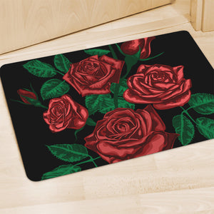 Red Roses Tattoo Print Polyester Doormat