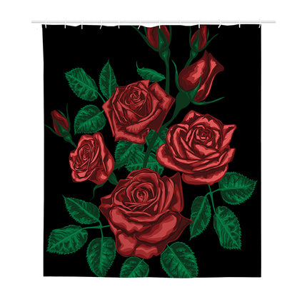 Red Roses Tattoo Print Polyester Shower Curtain