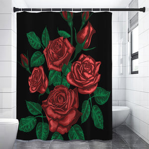 Red Roses Tattoo Print Premium Shower Curtain