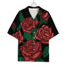 Red Roses Tattoo Print Rayon Hawaiian Shirt