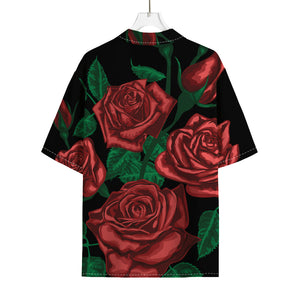 Red Roses Tattoo Print Rayon Hawaiian Shirt