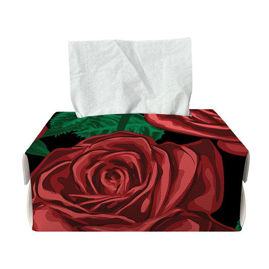 Red Roses Tattoo Print Rectangle Tissue Box Cover