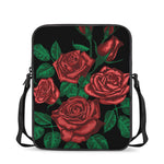 Red Roses Tattoo Print Rectangular Crossbody Bag