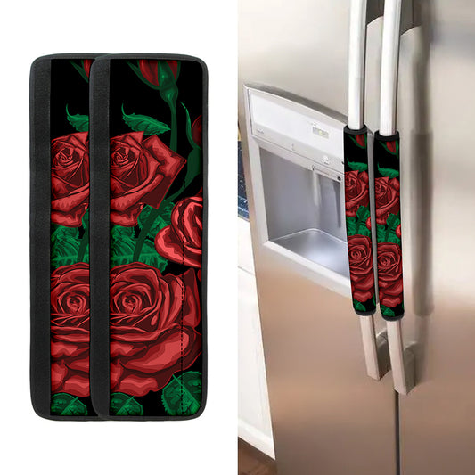Red Roses Tattoo Print Refrigerator Handle Covers