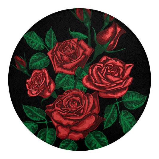 Red Roses Tattoo Print Round Blanket
