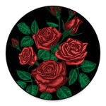 Red Roses Tattoo Print Round Floor Mat