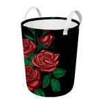 Red Roses Tattoo Print Round Laundry Basket