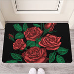 Red Roses Tattoo Print Rubber Doormat