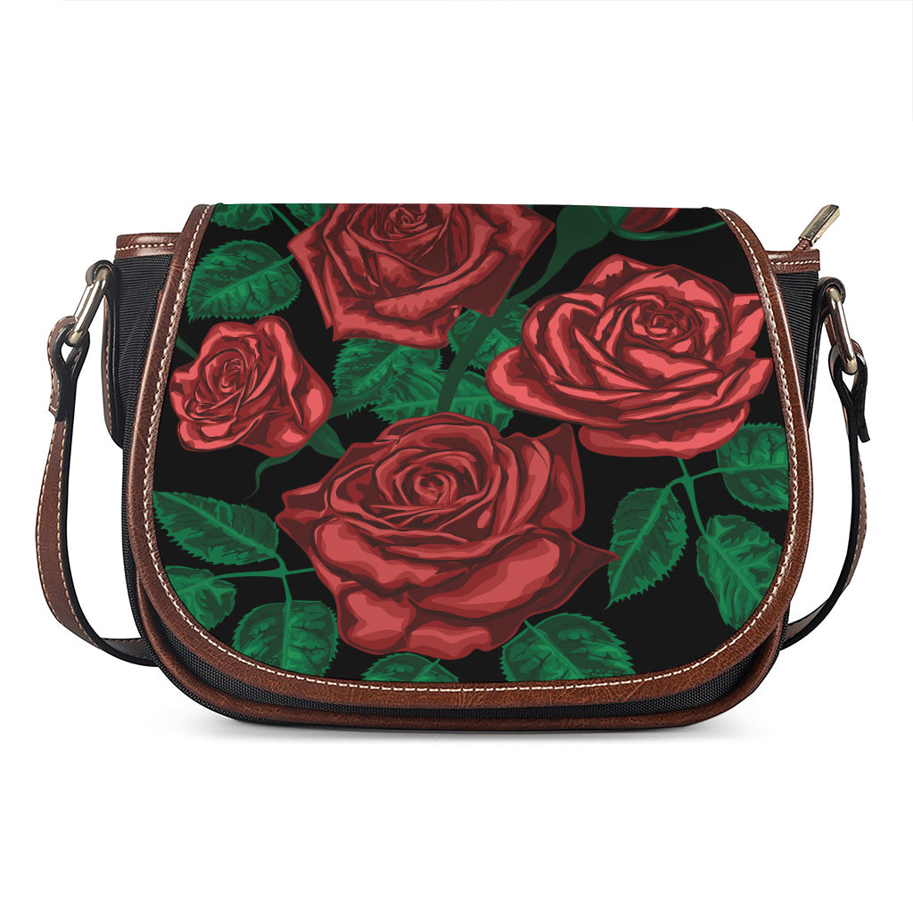 Red Roses Tattoo Print Saddle Bag