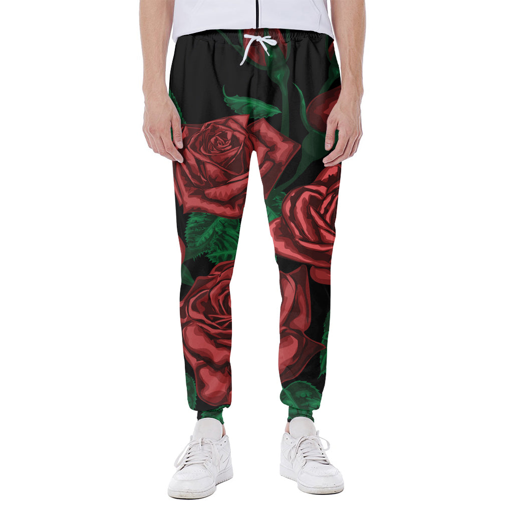 Red Roses Tattoo Print Scuba Joggers