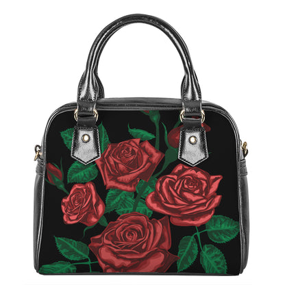 Red Roses Tattoo Print Shoulder Handbag