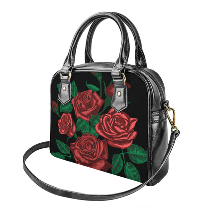 Red Roses Tattoo Print Shoulder Handbag