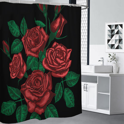 Red Roses Tattoo Print Shower Curtain