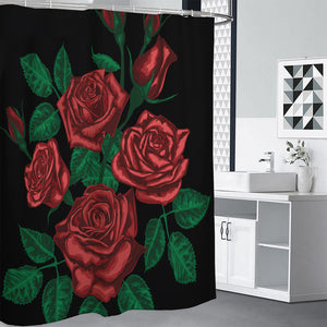 Red Roses Tattoo Print Shower Curtain