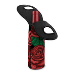 Red Roses Tattoo Print Single Neoprene Wine Tote