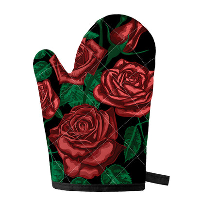 Red Roses Tattoo Print Single Oven Mitt