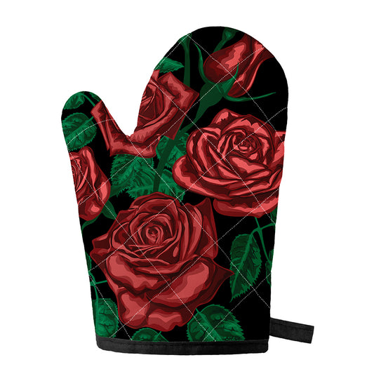 Red Roses Tattoo Print Single Oven Mitt