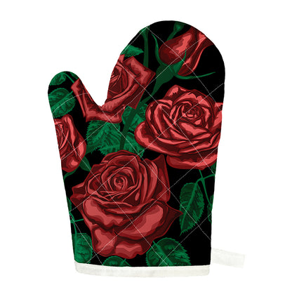 Red Roses Tattoo Print Single Oven Mitt