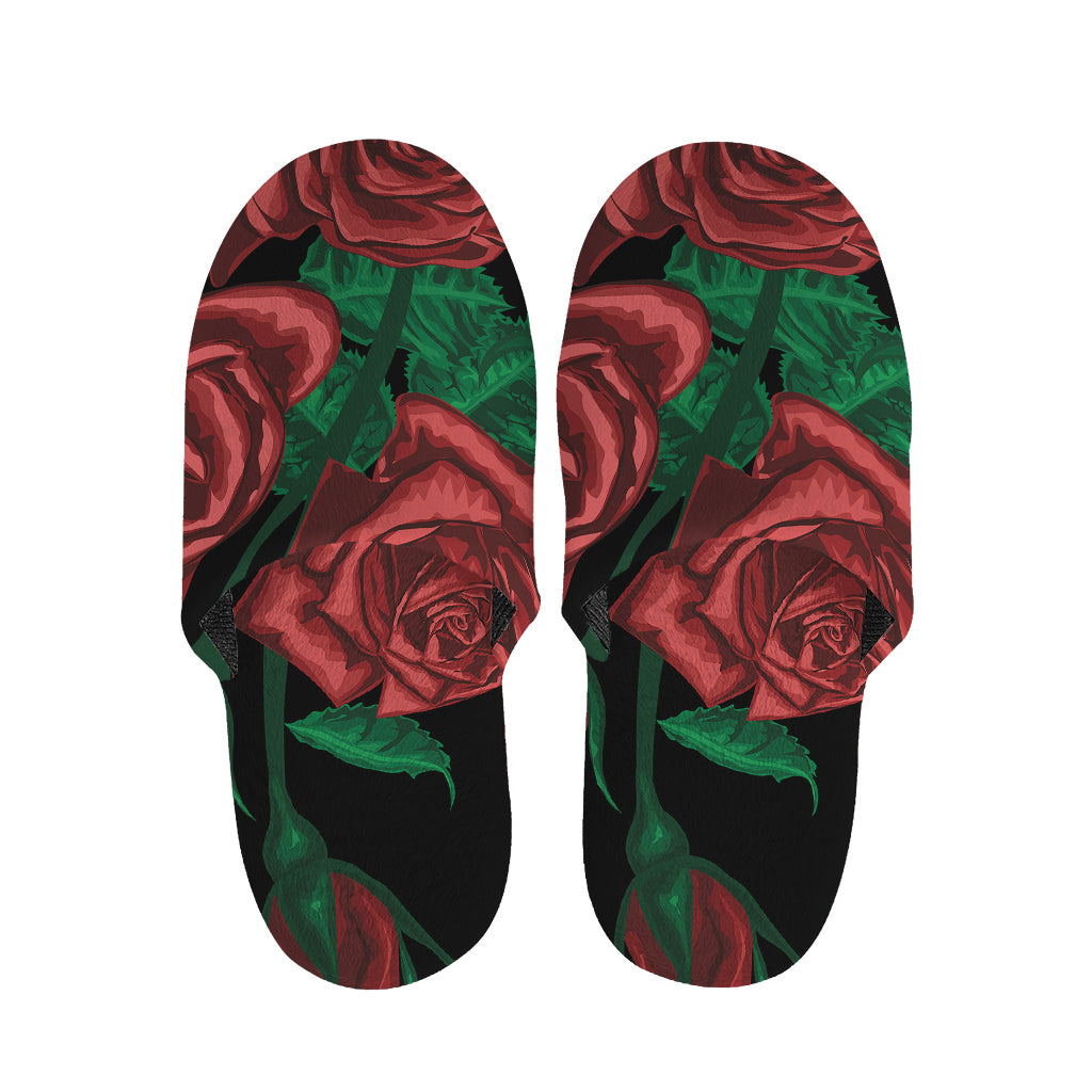 Red Roses Tattoo Print Slippers